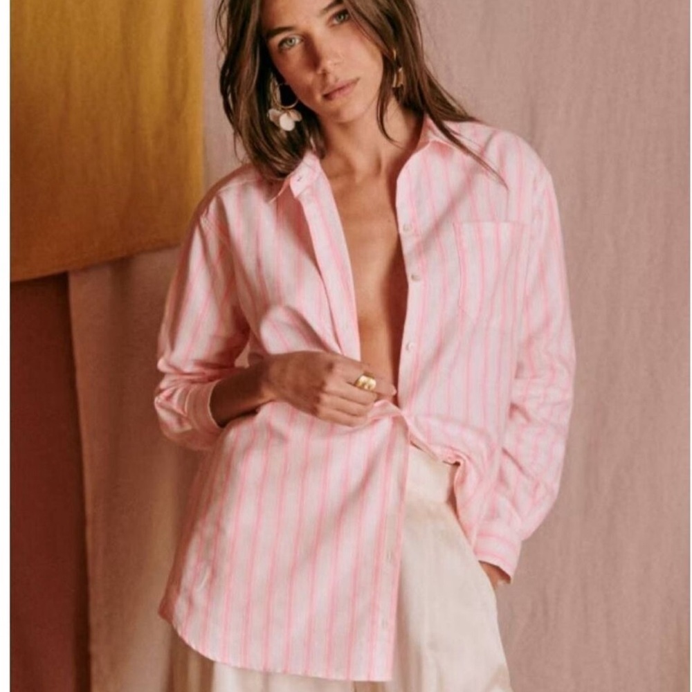 Sézane Max Pink White Stripes - EUC Size 40